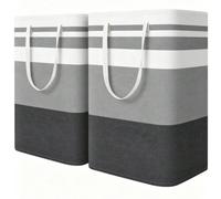1 pezzo Cesto per il bucato grande, Cesto per il bucato verticale con manico, Cesto per il bucato pieghevole, Adatto per vestiti e giocattoli in dormitori e case (Grigio sfumato, 75L) Colore unicoTess