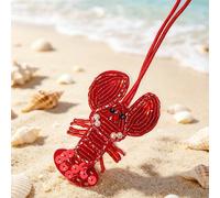 1 pezzo Charm per borsa in pelle con paillettes, fatto a mano con perline, stile oceanico da vacanza, blu, con tartaruga, medusa, stella marina, granchio e frutta tropicale NataleABS
