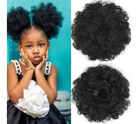 1 pezzo Chignon in stile afro riccio sintetico a coda di cavallo con cordino, dimensione piccola, per bambine, da indossare quotidianamente, per Ognissanti, Natale o feste Fibra ad alta temperatura