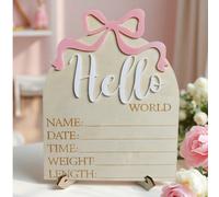 1 pezzo "Ciao Mondo" Bacheca per annuncio di nascita, Cartello in legno per annuncio di neonato, Accessorio fotografico per neonati, Regalo per festa di nascità, Regalo di Pasqua per bambina/bambino T