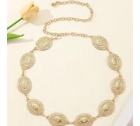 1 pezzo Cintura a catena occidentale, catena per corpo, alla moda stile europeo e americano, catena in metallo per vita con design a margherita, petali e fiori, adatta per abiti e indumenti da ragazza