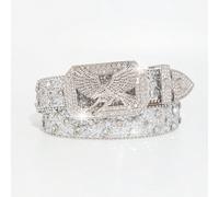 1 pezzo Cintura da uomo con fibbia a rivetto con strass a forma di aquila in stile Y2K, versatile per uso quotidiano casual, business, adatta come regalo per il fidanzato, marito, padre, uomo. Adatta