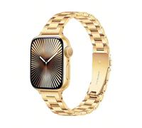 1 pezzo Cinturino in metallo dorato stretto per Apple Watch da donna, adatto per Apple Watch Ultra 3/2/1 Series SE/S10/S9/S8/S7/S5/S4/S3, cinturino a catena in oro 14mm scomponibile in 3 anelli, alla