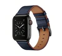 1 pezzo Cinturino in pelle blu classico e retrò, morbido e confortevole, compatibile con Apple Watch Ultra 3 2 1 Serie S10/S9/S8/S7/S6/S5/S4/S3/S2/S1, alla moda per giovani donne e uomini maturi, adat