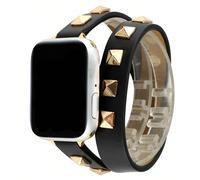 1 pezzo Cinturino in pelle PU con decorazione a doppio anello e rivetti, compatibile con Apple Watch 38mm 40mm 41mm 42mm 44mm 45mm 49mm S10 42mm S10 46mm, cinturino regolabile minimalista e alla moda 