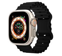 1 pezzo Cinturino in silicone nero a tema oceano compatibile con Apple Watch, misure 49mm, 45mm, 46mm, 44mm, 42mm, 41mm, 40mm, 38mm, cinturino sportivo traspirante e regolabile per Apple Watch Ultra 1