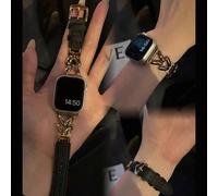 1 pezzo Cinturino in vera pelle nera compatibile con Bands 40 41 42 44 45 49 38mm, compatibile con Ultra 9 SE 8 7 6 5 4 3 2 1 Series, accessori di moda e personalizzati per 38/40/41,42/44/45,S11/S10-4