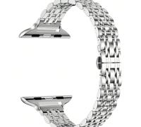 1 pezzo Cinturino per Apple Watch in metallo argento stretto, adatto per donne giovani alla moda ed eleganti, compatibile con Apple Watch Ultra 3/2/1 Series SE/S10/S9/S8/S7/S5/S4/S3, lunghezza rimovib