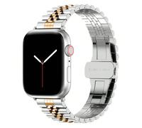 1 pezzo Cinturino per orologio in metallo color oro rosa alla moda, compatibile con Apple Watch Serie 11/10/9/8/7/6/5/4/3/2/1 SE Ultra, cinturino in acciaio inossidabile con sgancio rapido e utensile 