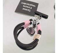 1 pezzo Cinturino per telefono a forma di gatto con doppia fibbia, compatibile con Android e la maggior parte degli smartphone, regalo per madre, famiglia, amici, bambini, compleanno, vacanze nero,ros