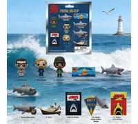 1 pezzo Ciondolo a forma di sacchetto cieco con licenza ufficiale JAWS, 3D Figurina, Charm da zaino, Decorazione, Regalo, Caratteri: Capo Brody, Bruce lo squalo, Studio Universale MN-76250Lega di zinc