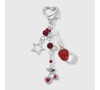 1 pezzo Ciondolo chic e raffinato in stile Y2K di alta qualità con decorazioni in argento a forma di stella, dado, nastro, fiocco, strass, ali, cuore, ciliegia, adatto per l'uso quotidiano delle donne