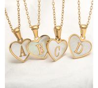 1 Pezzo Ciondolo collana con lettera iniziale a forma di cuore alla moda, catena per chiave di violino in acciaio inossidabile, regalo di San Valentino per donne e uomini L,M,S,H,A,T,O,X,B,C,D,E,F,G,I