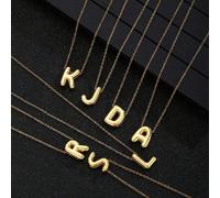 1 pezzo Ciondolo collana con lettera liscia in acciaio inossidabile di moda e raffinato, accessorio gioiello per bambini, regalo e souvenir portatile A,B,C,D,F,G,H,I,J,K,L,M,O,Q,R,S,T,U,V,W,X,Y,ZLette