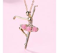1 Pezzo Ciondolo In Lega Di Zinco A Forma Di Ballerina Di Balletto Per Ragazze (dimensioni: 5,5 * 3,3 Cm)con Decorazioni In Diamante Di Resina Rosa, Collana Carina, Adatta Per L'uso Quotidiano Tagli U