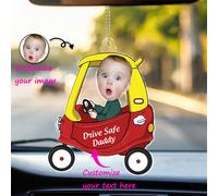 1 pezzo Ciondolo per auto in acrilico personalizzato, Ciondolo per auto con ritratto personalizzato di papà alla guida, Regalo decorativo per interni auto per lui, Regalo per la Festa del Papà, Regalo