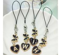 1 pezzo Ciondolo per cellulare con lettera dell'alfabeto A-Z e charm a forma di cuore metallico A,B,C,D,E,F,R,Q,T,S,N,M,P,O,Z,Y,V,U,X,W,J,I,L,K,H,GLega di alluminio