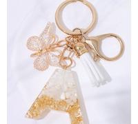 1 pezzo Ciondolo portachiavi con lettera alfabeto e farfalla creativo, accessorio per zaini e borse da donna dei bambini B,A,D,F,E,C,G,H,I,J,K,L,M,N,O,P,Q,R,S,T,U,W,V,X,Y,ZPianteABS