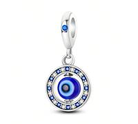 1 pezzo ciondolo rotante a forma di occhio malvagio blu placcato argento, adatto per braccialetti, ideale per la creazione di gioielli fai-da-te, scelta perfetta come regalo di gioielli per le donne R