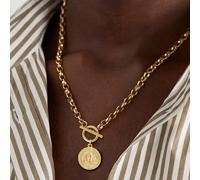 1 pezzo Ciondolo zodiacale rotondo semplice nuovo, collana con catena in acciaio inossidabile color oro di moda per uomo Ariete,Toro,Gemelli,Cancro,Leone,Vergine,Bilancia,Scorpione,Sagittario,Capricor