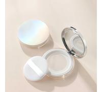 1 pezzo Cipria compatta ultra sottile - Portatile, mini contenitore da viaggio a prova di perdite con rete elastica e cucchiaino, ideale per conservare il trucco durante gli spostamenti, con coperchio