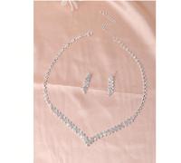 1 Pezzo Collana + 1 Paio Di Orecchini, Set Di Collana E Orecchini Eleganti Di Lusso Intarsiati Di Strass, Adatto Per Spose, Matrimoni, Feste Tagli Unica,set di quattro pezzi,set da tre pezzi,Set di tr