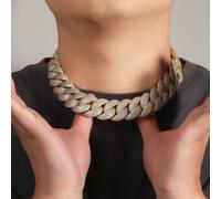 1 pezzo Collana a catena cubana in stile hip hop completamente tempestata di cristalli, 24 mm, collana e bracciale oversize personalizzati per uomo 18 pollici,24 pollici,16 pollici,20 pollici,22 polli