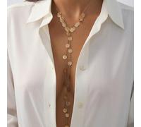 1 pezzo Collana a forma di Y con moneta vintage, perle CCB, disco rotondo e pendente a nappina, stile minimalista e di strada, adatta per feste, vacanze, regali e uso quotidiano Tagli UnicaLega di zin