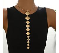 1 pezzo Collana a forma di Y da donna, collana lunga alla moda con geometria iperbole quadrata e circolare, gioiello da strada e da festa di stile hip hop Tagli UnicaFerro
