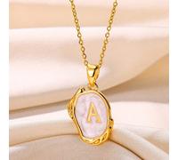 1 Pezzo Collana A Pendente Iniziali A-z Europea E Americana Per Donne E Uomini, In Rame Placcato Oro Con Alfabeto Di 26 Lettere. Collana Di Catene Clavicolari, Gioielli Di Moda L,M,S,H,A,T,O,X,B,C,D,E