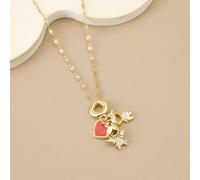 1 pezzo Collana alla moda con ciondolo a forma di cuore rosso e angelo, catena in acciaio inossidabile, gioielleria da donna, adatta per vacanze estive, feste in spiaggia, tema oceanico, regalo per l'
