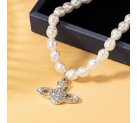 1 pezzo Collana alla moda da donna con pendenti multipli, caratterizzata da pendenti vintage con strass, pianeti, cuori, perle e ovali, adatta per feste, uso quotidiano e come regalo Tagli UnicaLega d