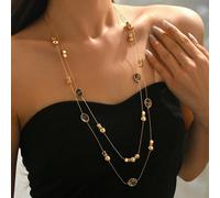 1 pezzo Collana alla moda e sexy di stile europeo e americano con catena multicolore a grano di mais, nuova collana con pendente a cuore di perle finte, collana multistrato a cuori multipli, collana c