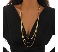 1 pezzo Collana alla moda e versatile stile INS con motivo a ossa di serpente piatto, elegante collana lunga con nappine, adatta per tutte le occasioni, ottima scelta regalo Tagli UnicaLega di zinco