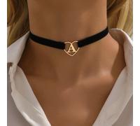 1 pezzo Collana alla moda minimalista da donna con pendente a forma di cerchio in velluto nero, a forma di farfalla, lettera, o cuore, regalo per San Valentino, mamma, madre, festa della mamma Tagli U