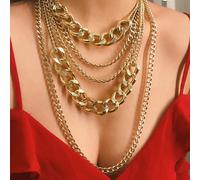 1 pezzo Collana alla moda minimalista in stile urban chic boho punk hip hop, a più strati con catena grossa, adatta per feste, raduni, regali e uso quotidiano Tagli UnicaLega di alluminio