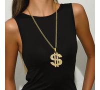 1 pezzo Collana alla moda stile hip-hop retrò con ciondolo a forma di segno del dollaro completamente tempestato di cristalli, adatto per uomini e donne con stile hip-hop, ottimo regalo per gli amici 