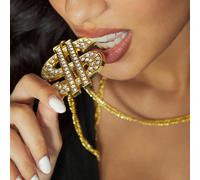 1 pezzo Collana alla moda stile hip-hop retrò con ciondolo a forma di segno del dollaro completamente tempestato di cristalli, adatto per uomini e donne con stile hip-hop, ottimo regalo per gli amici 