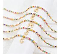1 pezzo Collana choker con perline a forma di lettere A-Z, collana con perline colorate regolabile, ciondolo con lettera personalizzata, accessorio delicato per il collo delle ragazze Tagli UnicaLega 