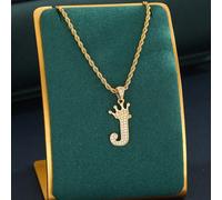 1 pezzo Collana con catena a spirale dorata e ciondolo a lettera, personalizzabile con nome, adatta per uomo, donna e bambini, ottimo regalo per compleanni A,B,C,D,E,F,G,H,I,J,K,L,M,N,O,P,Q,R,S,T,U,V,
