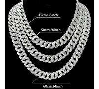 1 pezzo Collana con catena completamente tempestata di strass a forma di diamante, lunghezza 18-24 pollici, versatile per uomo e donna, adatta per l'hip-hop, l'estate, feste, festival musicali e uso q