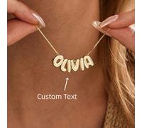 1 pezzo Collana con ciondolo a bolle 3D con iniziale personalizzata, gioiello personalizzato con targhetta con nome, collana con bolle rotonde con iniziale - regalo personalizzato per amici, coppie e 