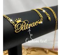 1 pezzo Collana con ciondolo a corona personalizzata con nome - Ciondolo staccabile in acciaio inossidabile 304 colore oro, stile hip hop, regalo personalizzato (Festa del papà, Laurea, Festa della ma