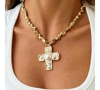 1 pezzo Collana con ciondolo a croce dalla texture lavica alla moda e personalizzata per donna, design versatile adatto per ogni occasione, ottima scelta regalo Tagli UnicaLega di zinco