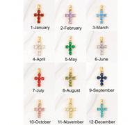 1 pezzo Collana con ciondolo a croce di zirconi multicolore e pietre di nascita, adatto per le donne Gennaio,Febbraio,Marzo,Aprile,Maggio,Giugno,Luglio,Agosto,Settembre,ottobre,novembre,DicembreAcciai