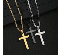 1 pezzo Collana con ciondolo a croce e lettere di moda punk hip hop Gesù per ragazzi/unisex per feste, banchetti e gioielli glamour da regalare ai bambini D'oro,Argento,BlackLettereAcciaio inossidabil