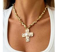 1 pezzo Collana con ciondolo a croce in lava dalla texture di alta qualità e versatile, alla moda, adatta per ogni occasione, ottima scelta regalo per le donne Tagli UnicaLega di zinco