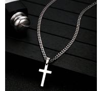 1 pezzo Collana con ciondolo a croce minimalista alla moda per ragazzi con pendente croce in acciaio inossidabile per decorazioni quotidiane, regalo di compleanno per bambini ATTENZIONE: PERICOLO DI S