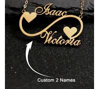 1 pezzo Collana con ciondolo a cuore personalizzata con due nomi in acciaio inossidabile, collana con targhetta doppia per donna, catena a maglie argentata, regalo unico personalizzato per compleanni,