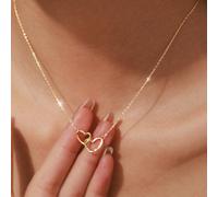 1 Pezzo Collana Con Ciondolo A Doppio Anello In Argento S925 Dallo Stile Semplice E Alla Moda Con Cuore Collegato, Che Incarna Un Fascino Bello E Romantico Adatta Per Abiti Quotidiani Da Donna O Per A